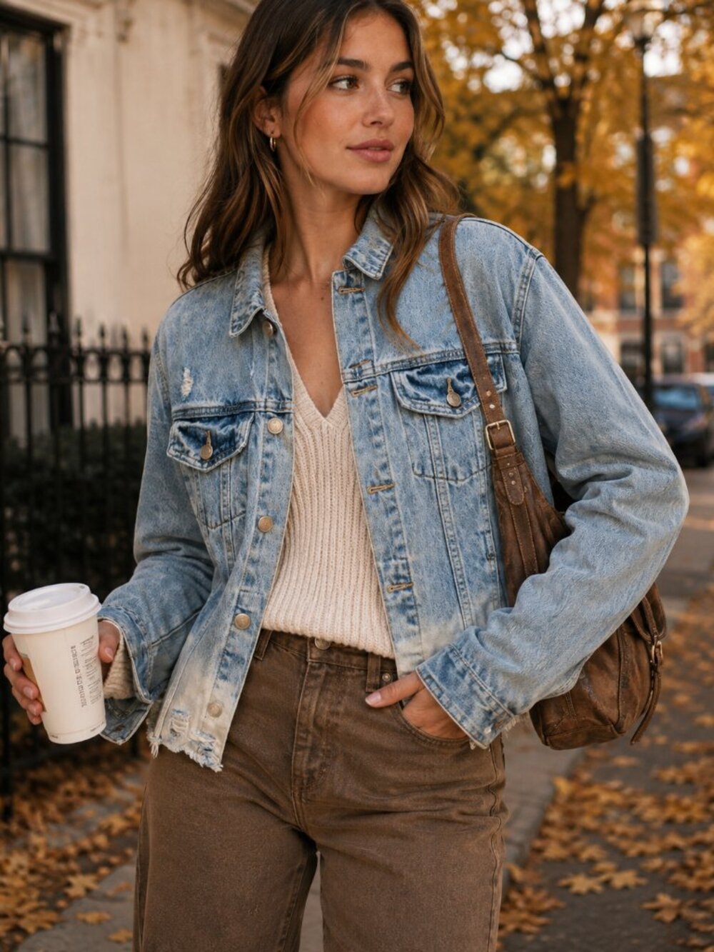 VICI Vervet Women’s Blue White Dip Dye Fall Distressed Denim Jean Jacket L